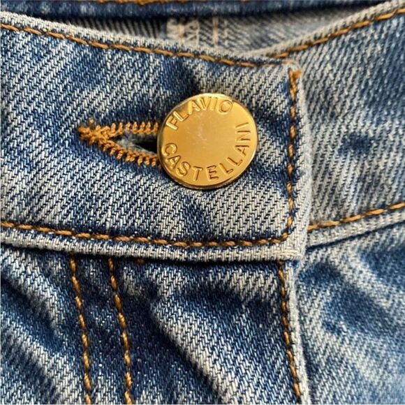 Flavio Castellani Blue Jean Shorts with Fringe Detailing, US4 - Picture 4 of 7